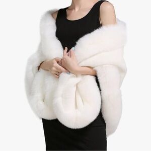 Women's Faux Fur Shawl Wrap Stoles for Bridal Wedding Dresses